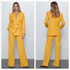 ZARA NWT Yellow Wide Leg Pants